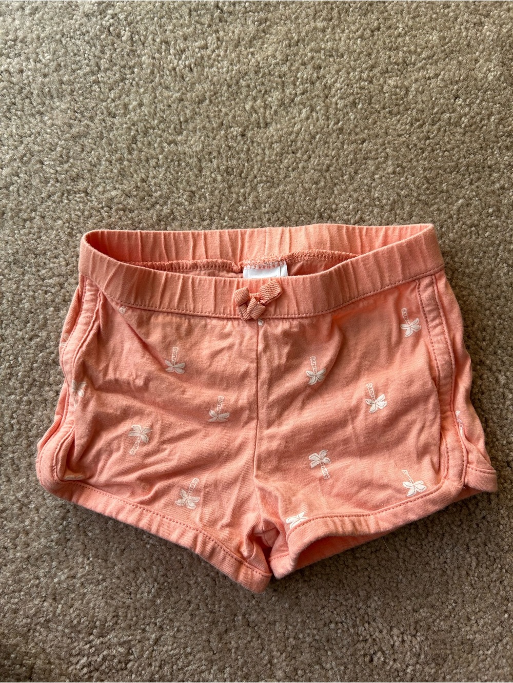 Carter's Coral Pink Shorts with White Palm Embroidery